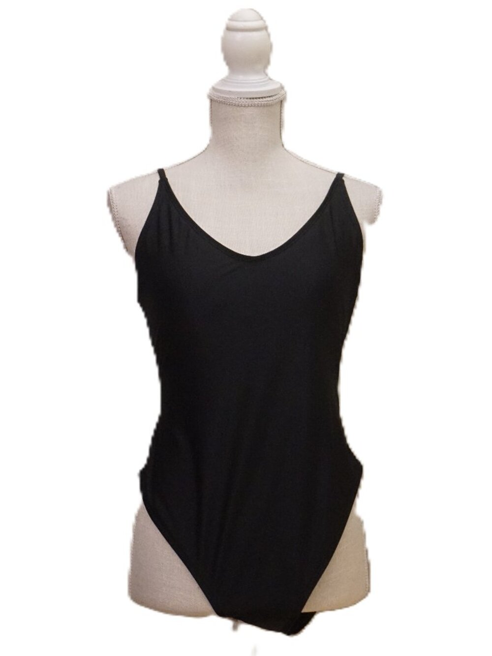 Wild Fable Black Smooth 1 Piece V Neck Open Back Adjustable Straps Women’s Large
